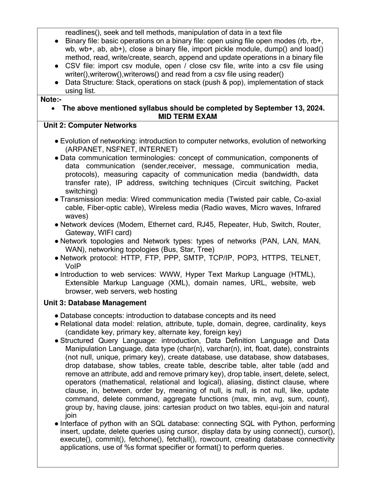 Edudel Class 12 Computer Science (English Medium) Syllabus 2025 - Page 2