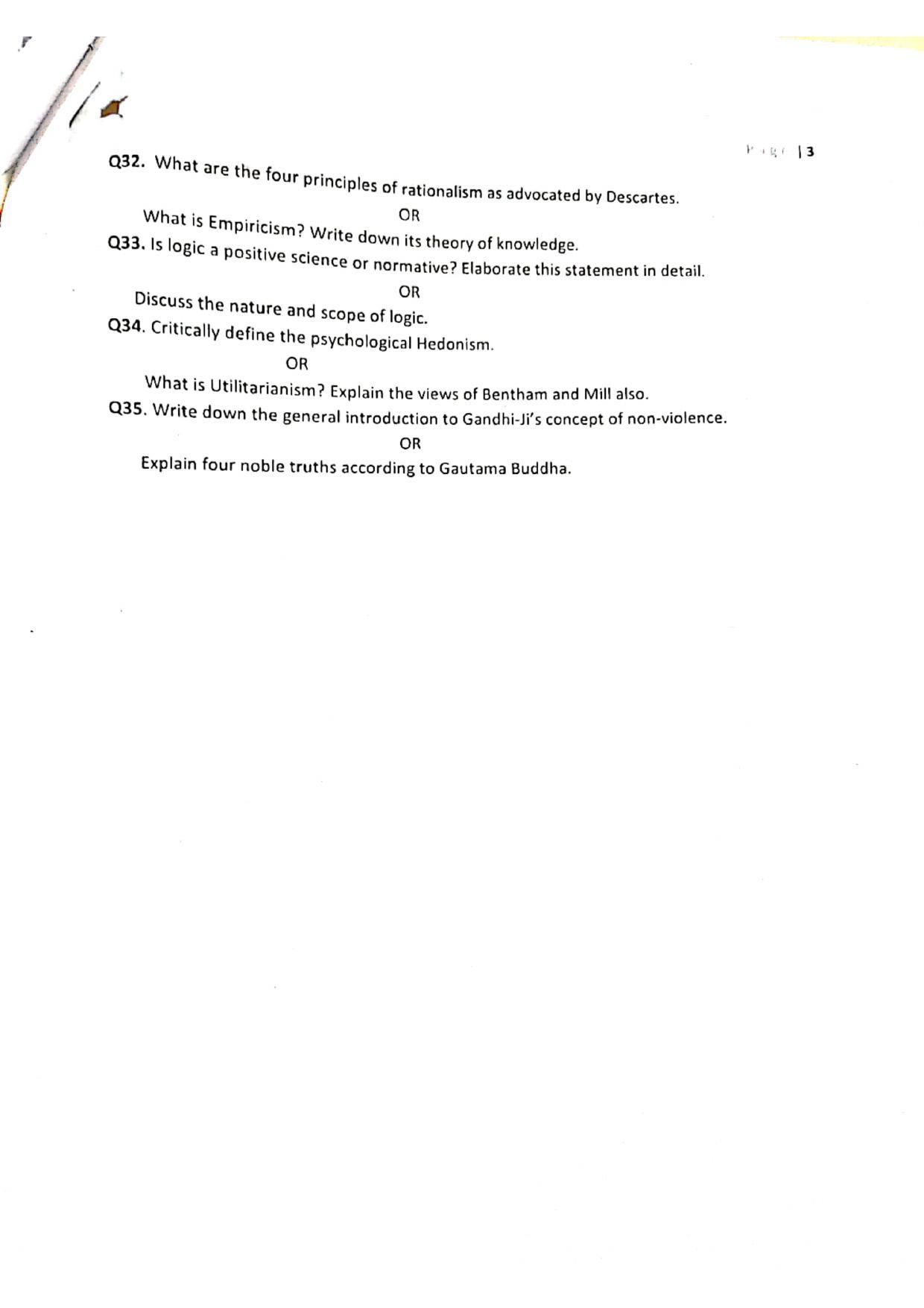 JKBOSE Class 11 Philosophy Model Question Paper 2023 - Page 3