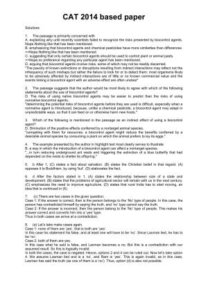 CAT 2014 CAT VA & LR Question Paper