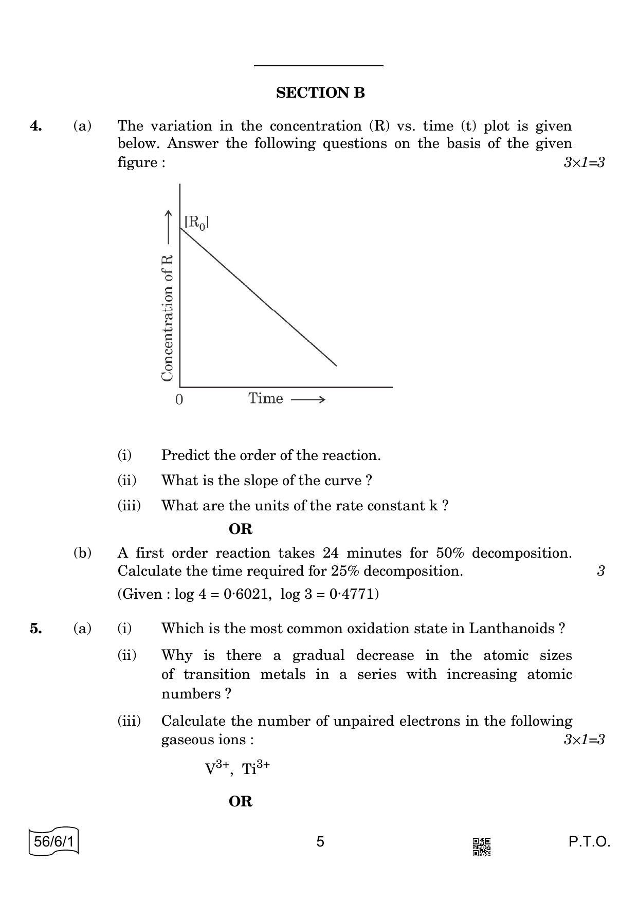 CBSE Class 12 56-6-1 CHEMISTRY 2022 Compartment Question Paper - Page 5