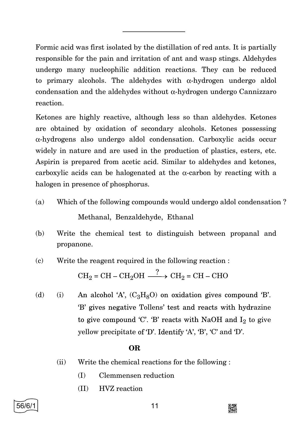 CBSE Class 12 56-6-1 CHEMISTRY 2022 Compartment Question Paper - Page 11