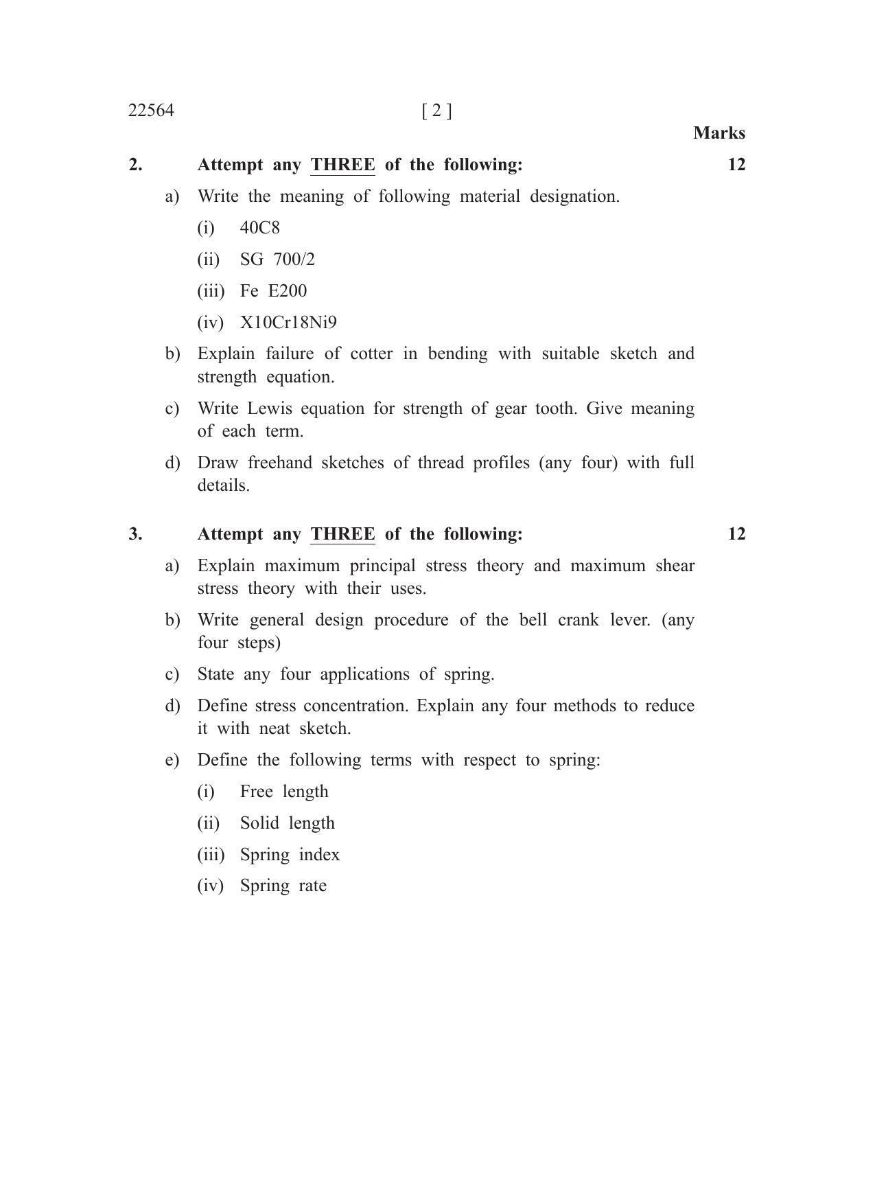 MSBTE Question Paper - 2019 - Elements of Machine Design - Page 2