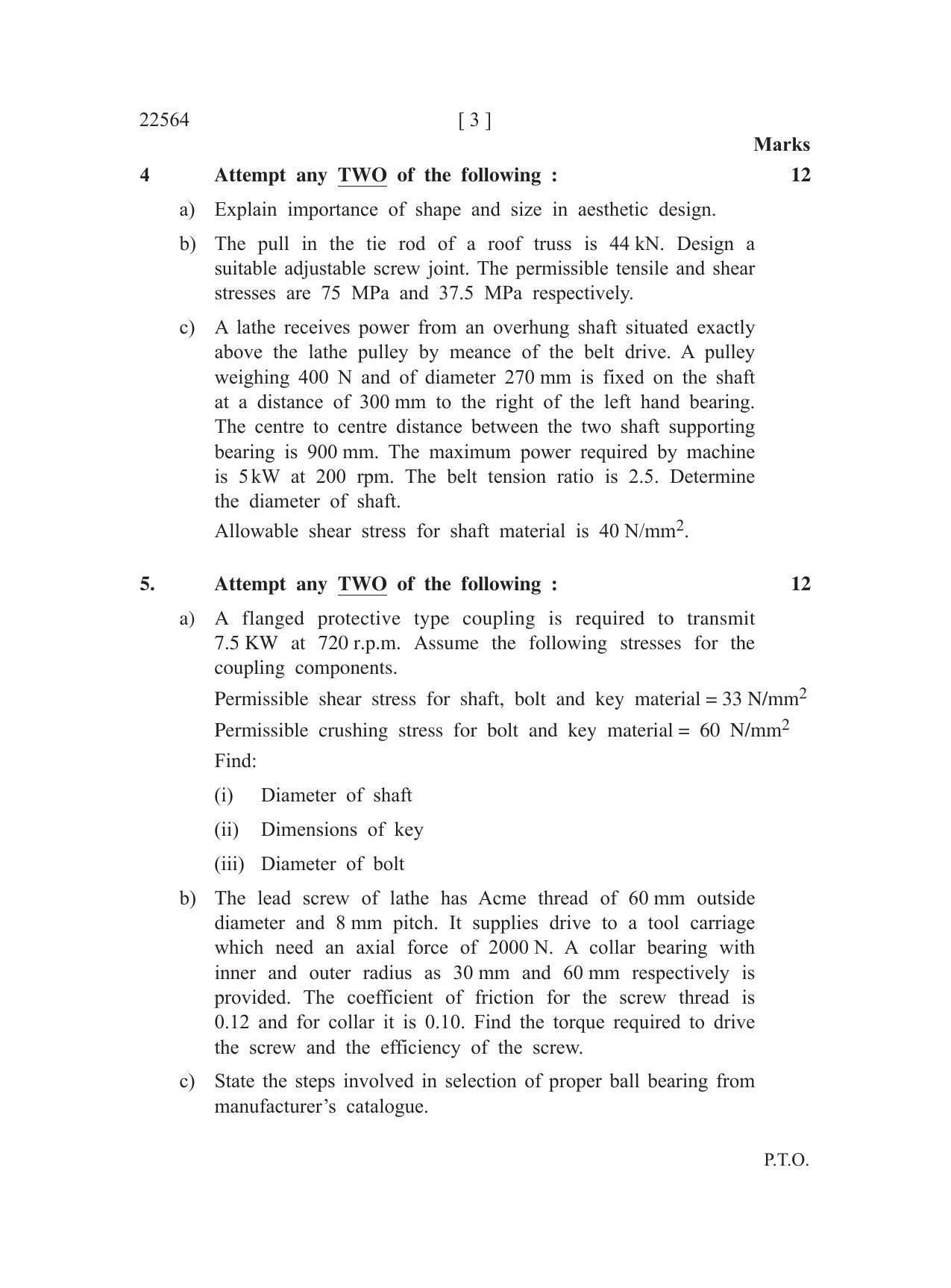 MSBTE Question Paper - 2019 - Elements of Machine Design - Page 3
