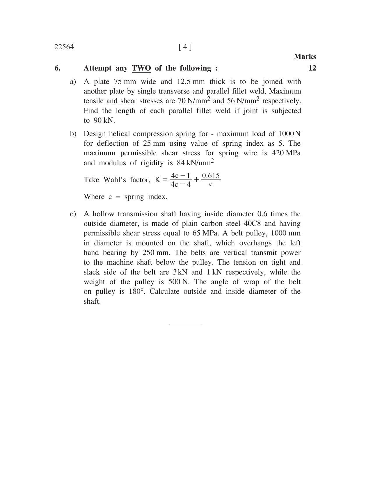 MSBTE Question Paper - 2019 - Elements of Machine Design - Page 4