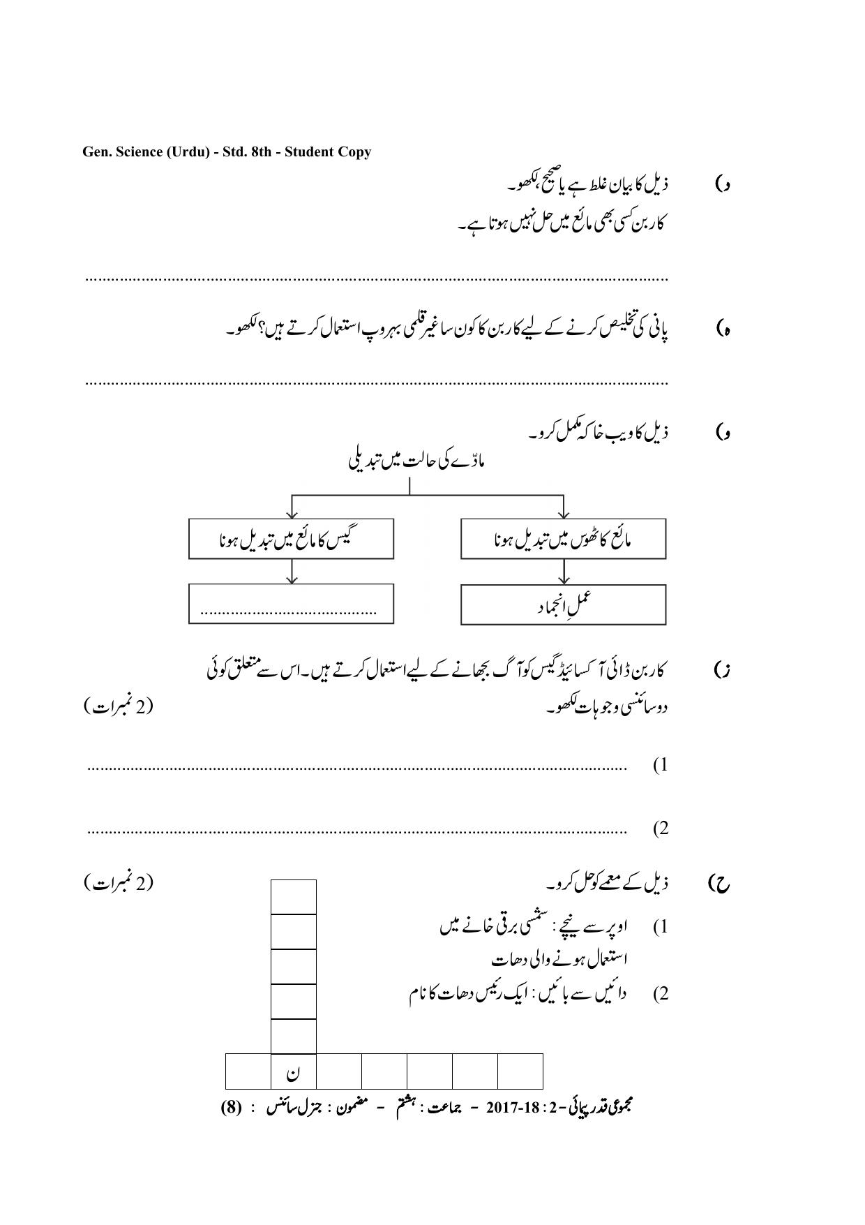 Maharashtra Board Class 8 Science (Urdu Medium) विज्ञान - उर्दू माध्यम Sample Question Paper - Page 8