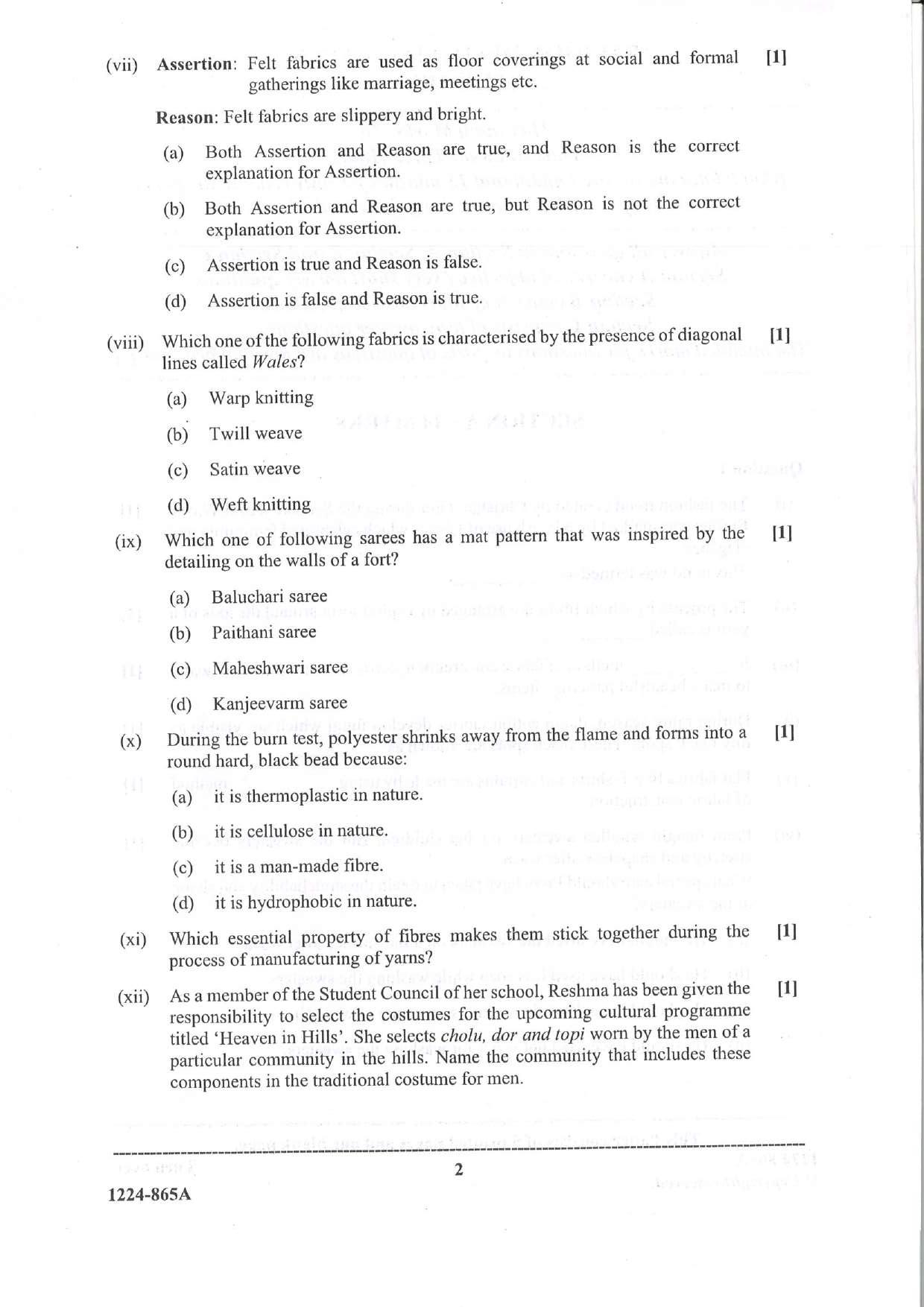 ISC Class 12 Fashion Designing 2024 Question Paper - Page 2
