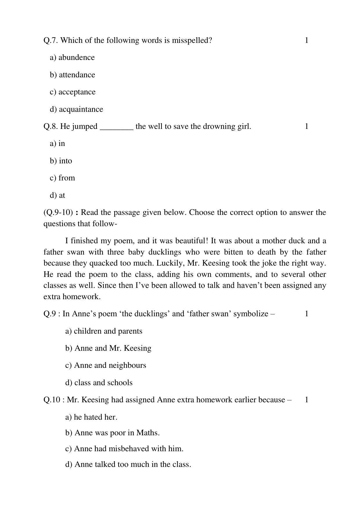 UP Board  Class 10 English Model Papers 2023 - Page 3