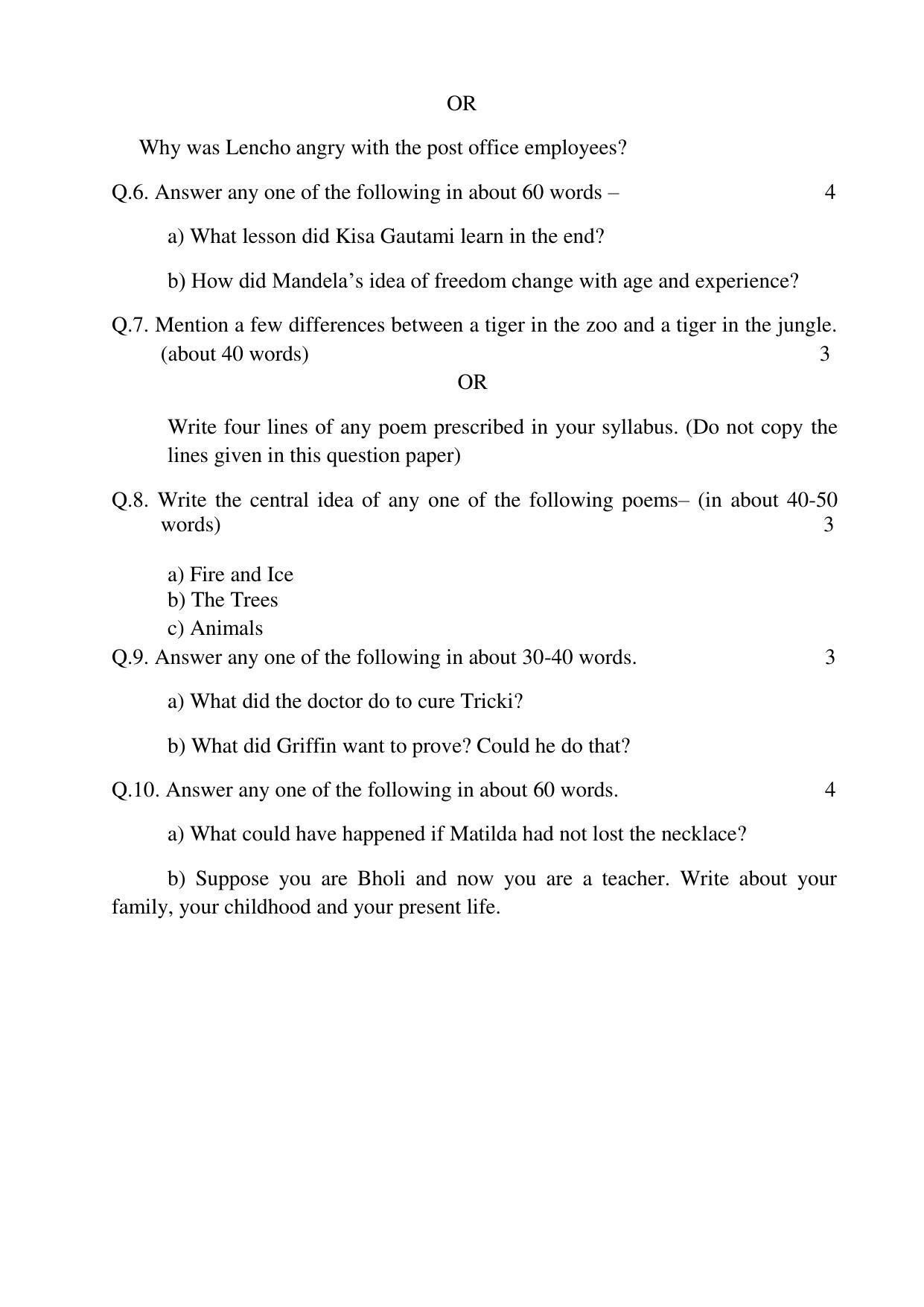 UP Board  Class 10 English Model Papers 2023 - Page 8