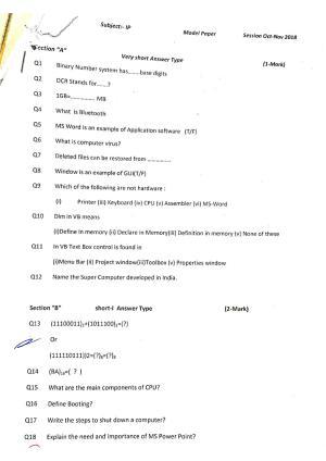 JKBOSE Class 11 Information Practices Model Question Paper 2023