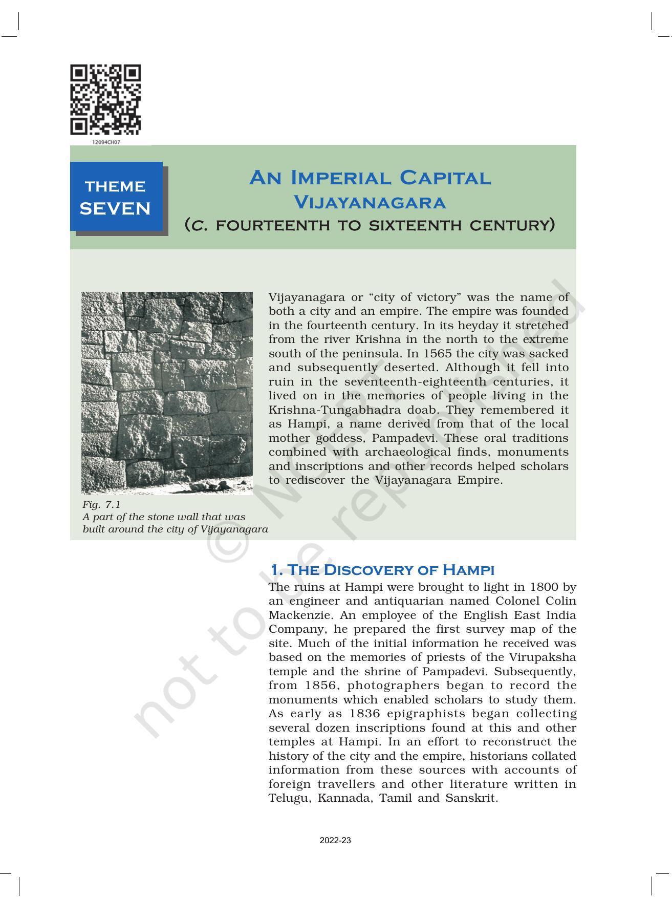 NCERT Book for Class 12 History (Part-II) Chapter 7 An Imperial Captial Vijayanagara - Page 1