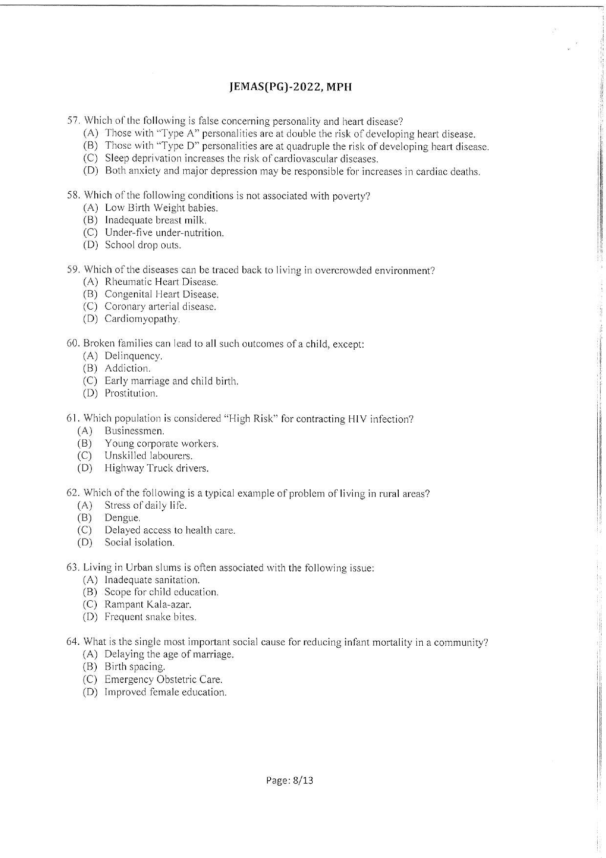 WBJEEB JEMAS (PG) 2022 MPH Question Paper - Page 10