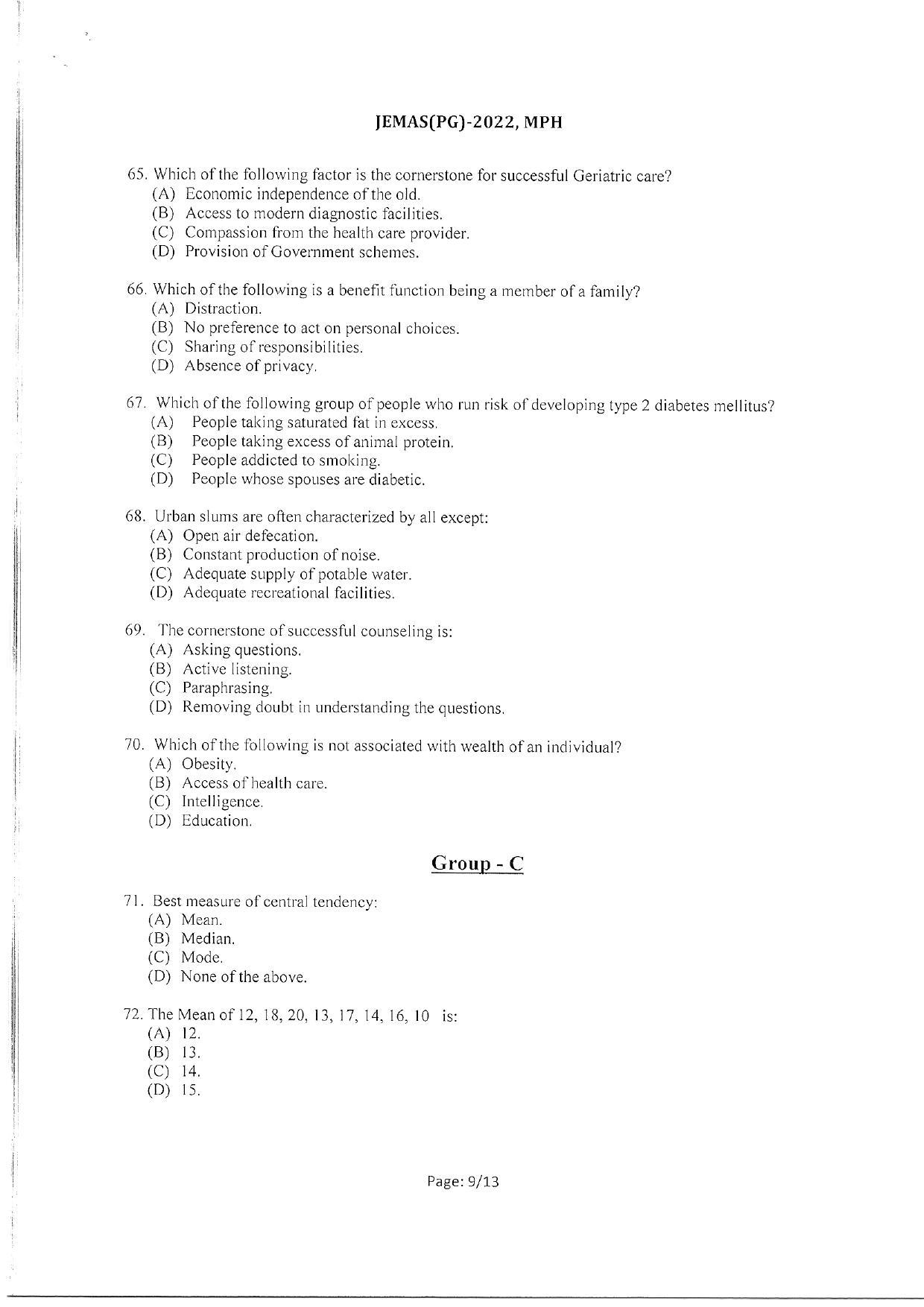 WBJEEB JEMAS (PG) 2022 MPH Question Paper - Page 11