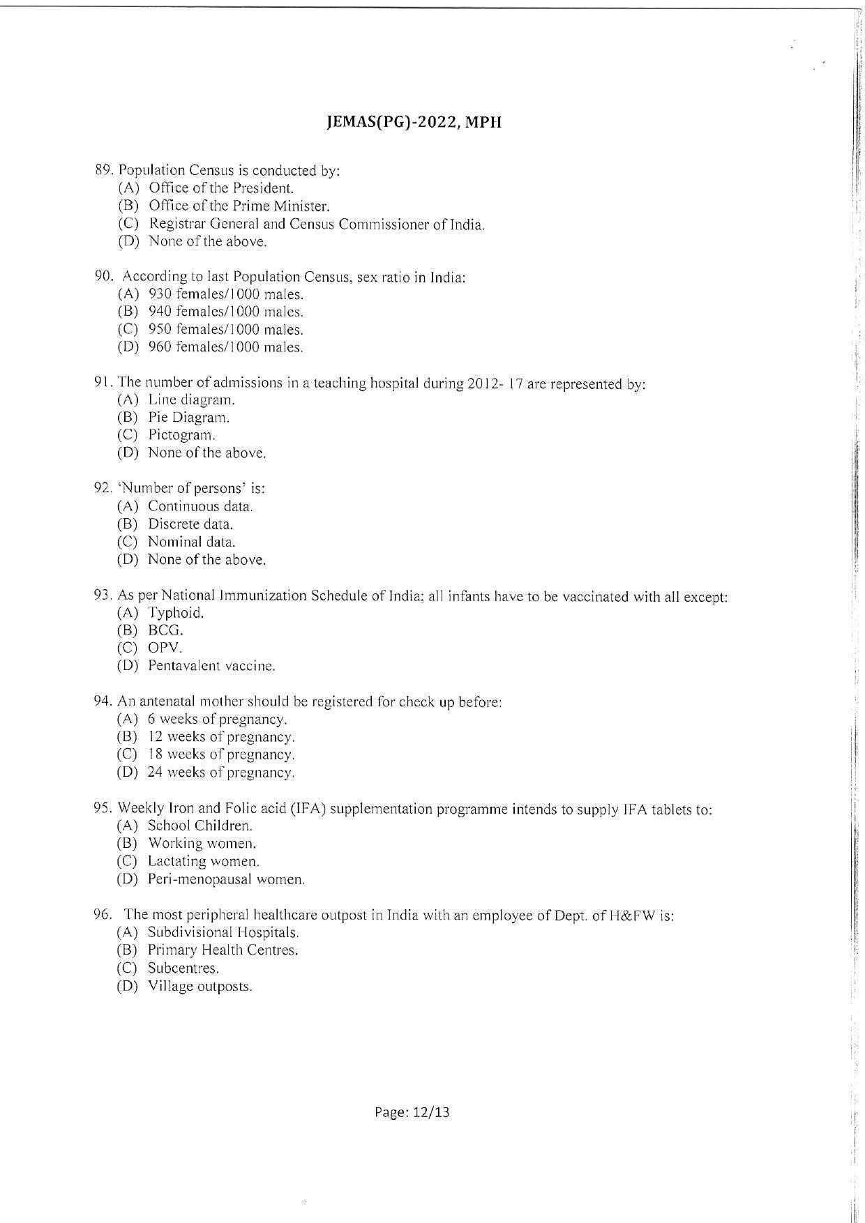 WBJEEB JEMAS (PG) 2022 MPH Question Paper - Page 14