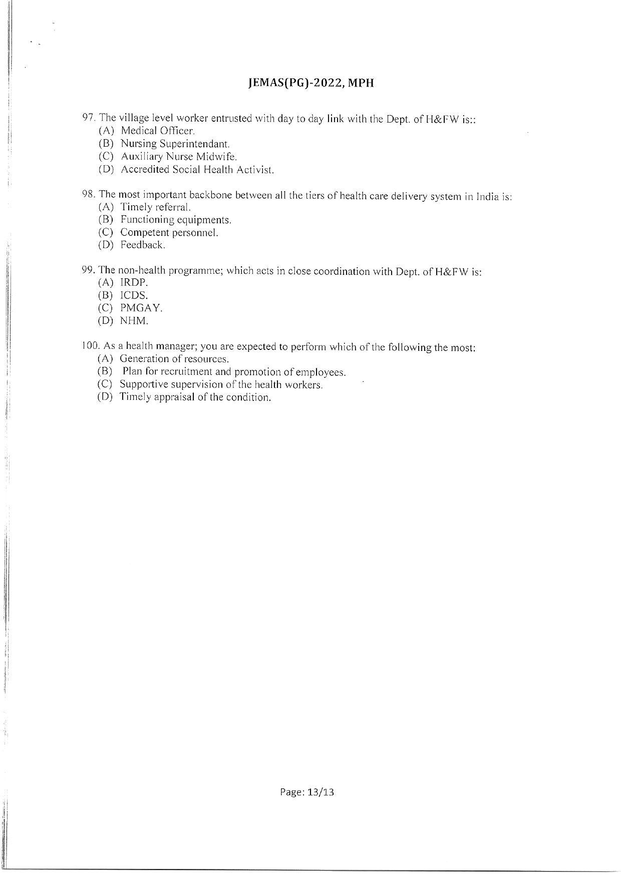 WBJEEB JEMAS (PG) 2022 MPH Question Paper - Page 15