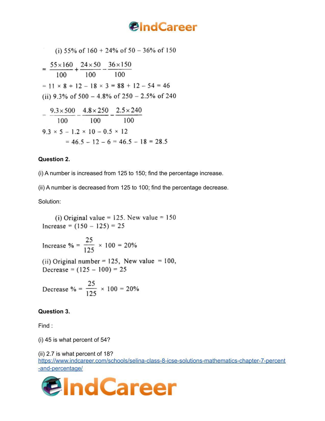 Selina Class 8 ICSE Solutions Mathematics : Chapter 7- Percent and Percentage - Page 3