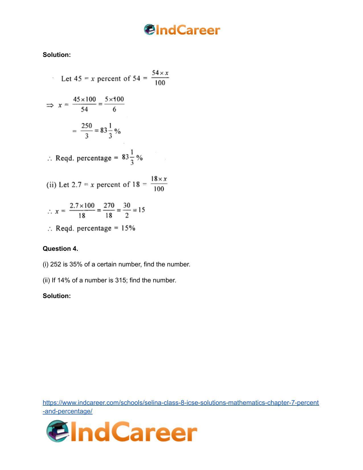 Selina Class 8 ICSE Solutions Mathematics : Chapter 7- Percent and Percentage - Page 4