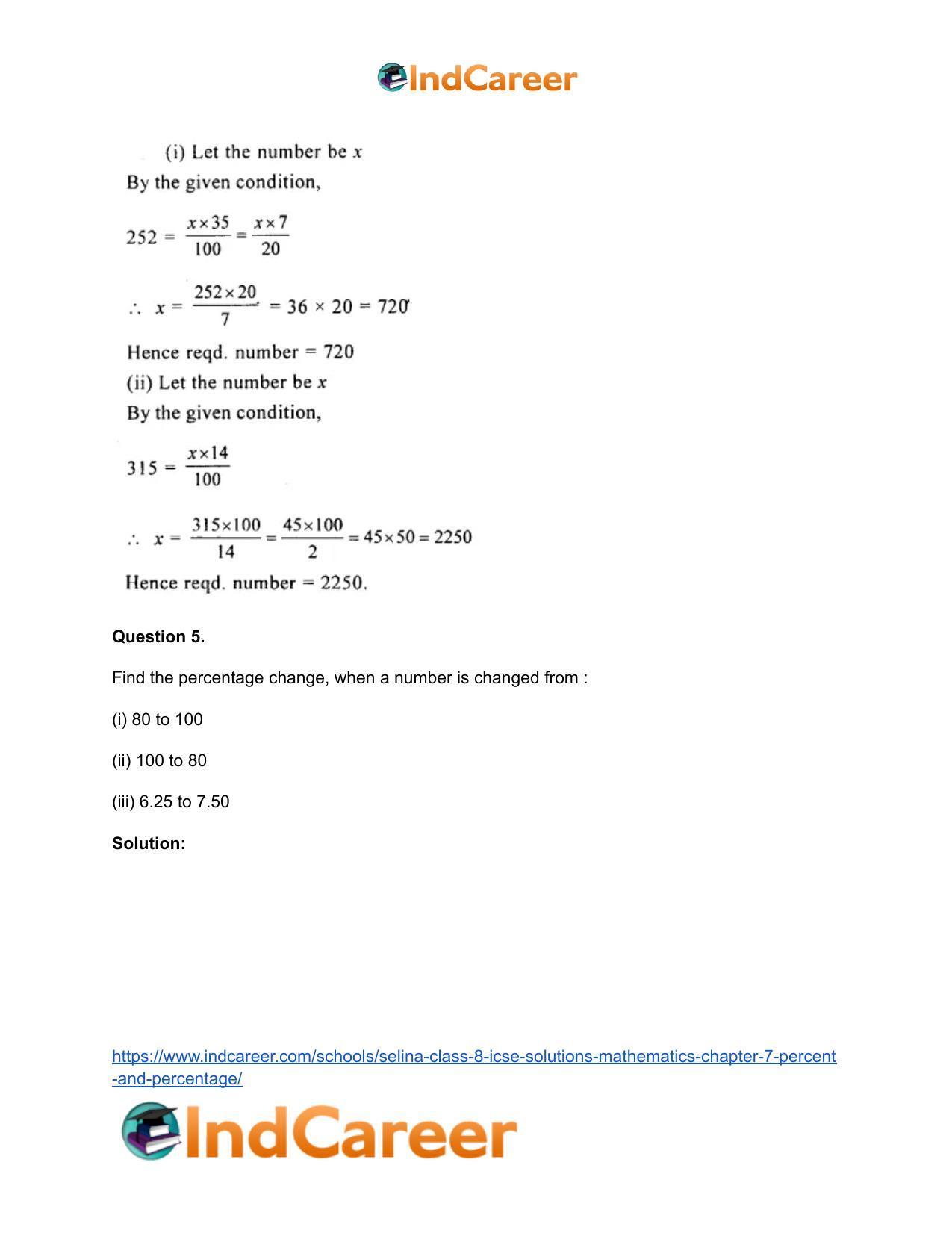 Selina Class 8 ICSE Solutions Mathematics : Chapter 7- Percent and Percentage - Page 5