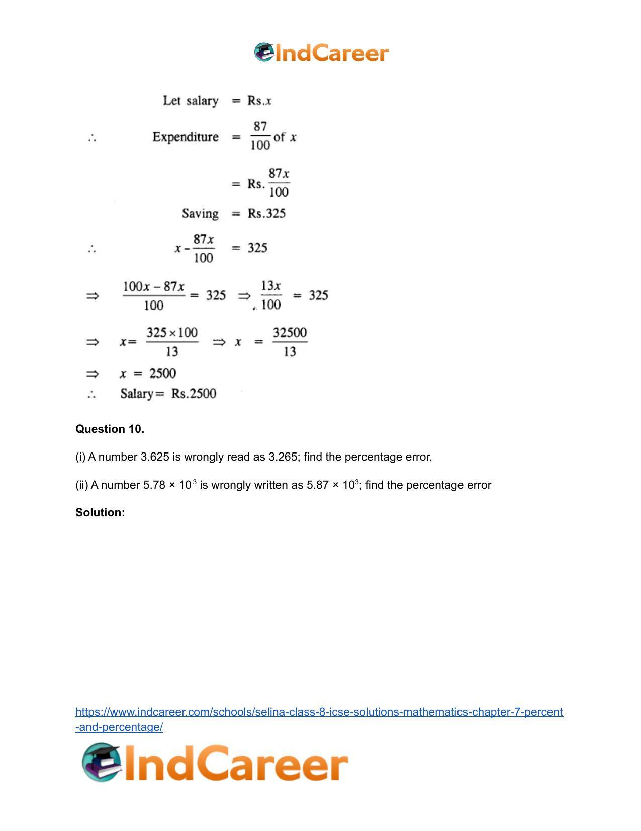 Selina Class 8 ICSE Solutions Mathematics : Chapter 7- Percent and Percentage - Page 8