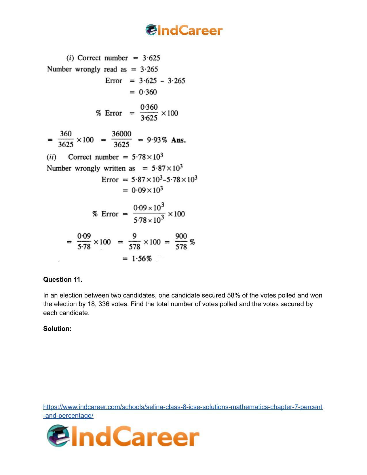 Selina Class 8 ICSE Solutions Mathematics : Chapter 7- Percent and Percentage - Page 9