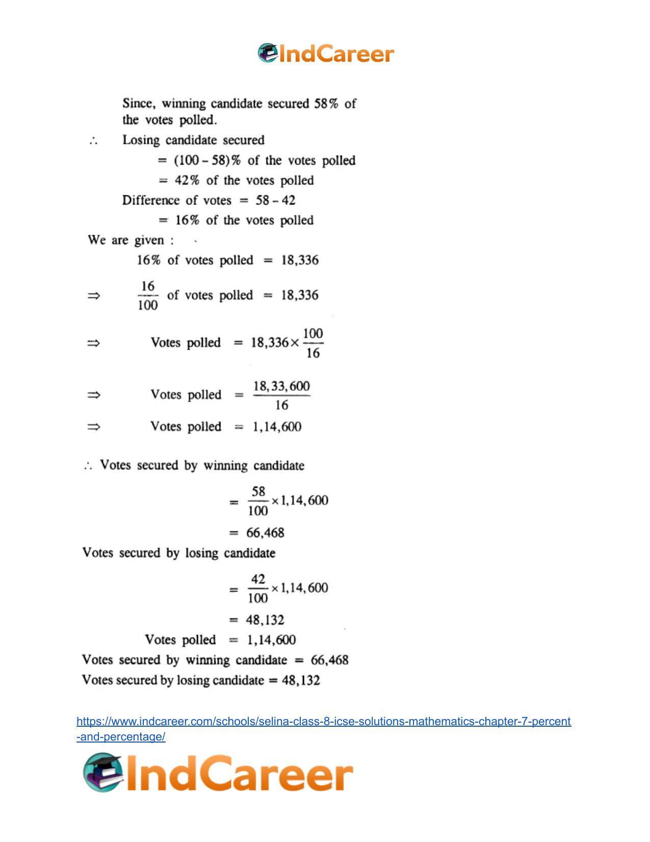 Selina Class 8 ICSE Solutions Mathematics : Chapter 7- Percent and Percentage - Page 10