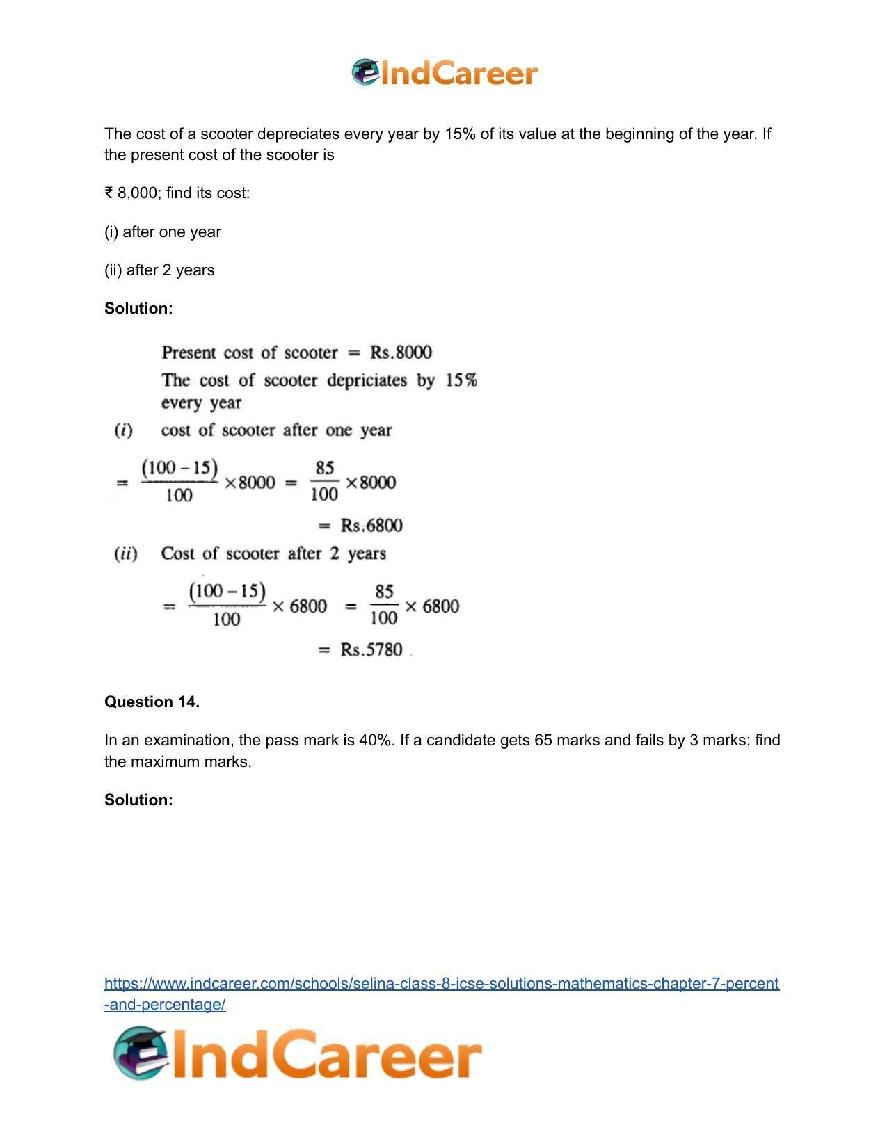 Selina Class 8 ICSE Solutions Mathematics : Chapter 7- Percent and Percentage - Page 12