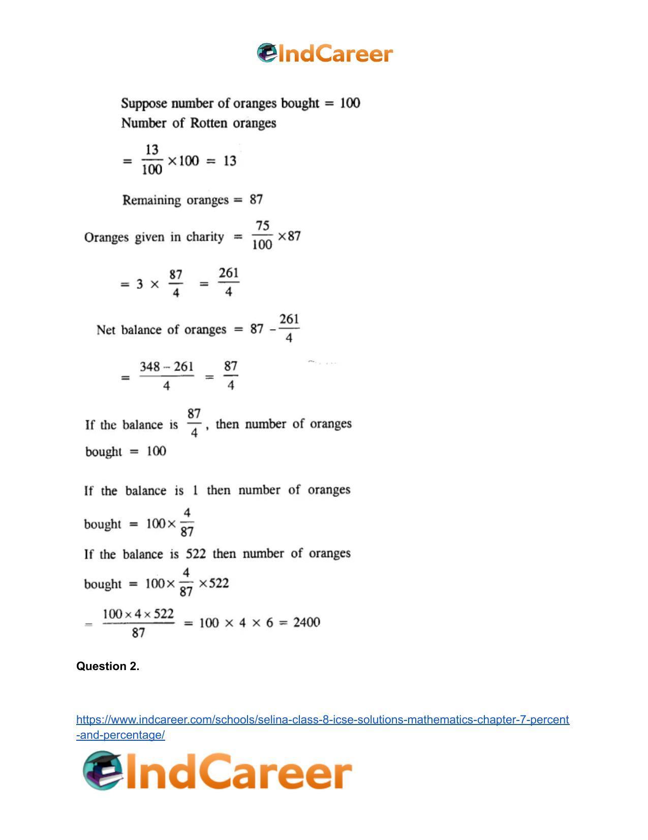 Selina Class 8 ICSE Solutions Mathematics : Chapter 7- Percent and Percentage - Page 17