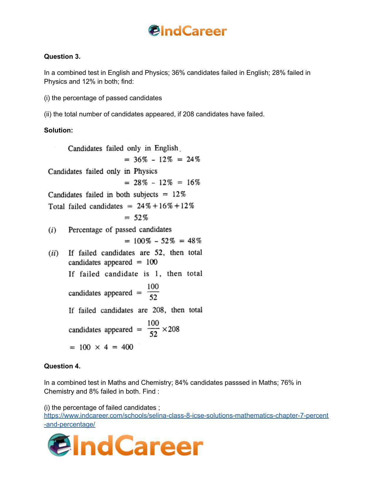 Selina Class 8 ICSE Solutions Mathematics : Chapter 7- Percent and Percentage - Page 19