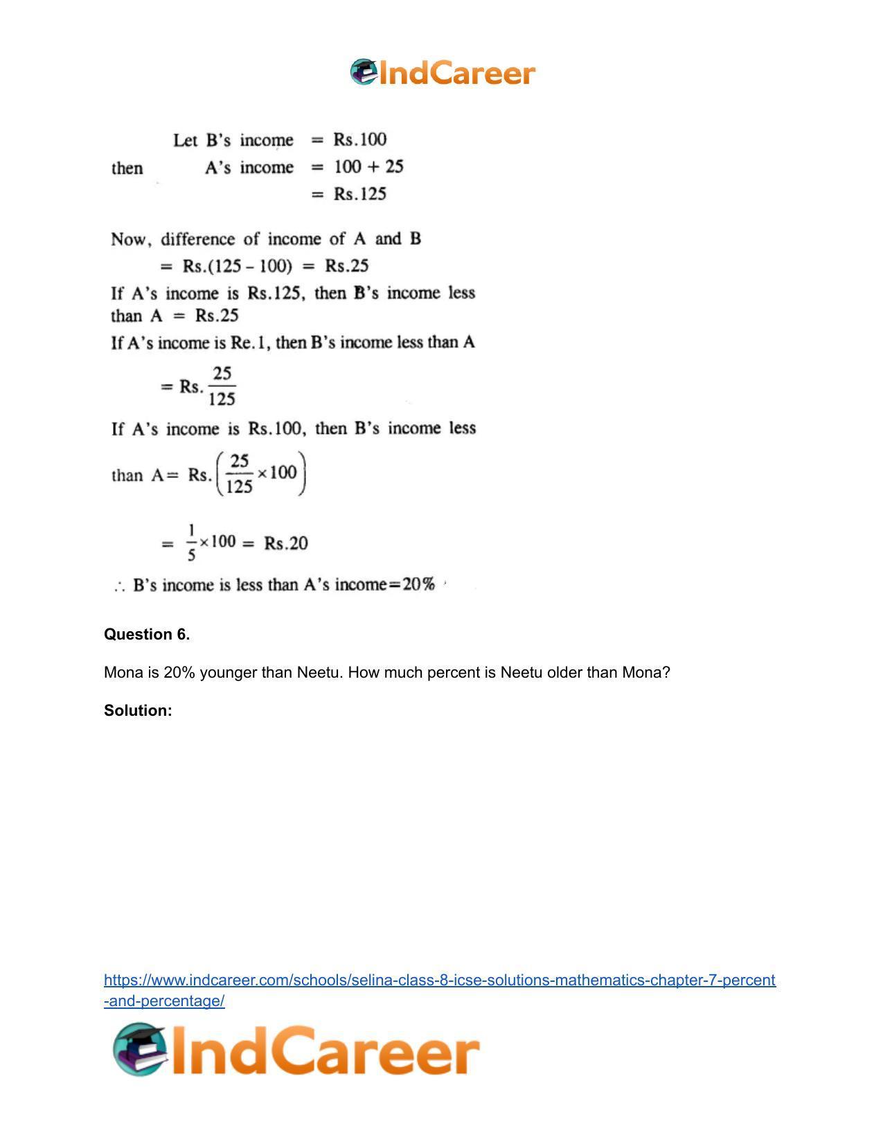 Selina Class 8 ICSE Solutions Mathematics : Chapter 7- Percent and Percentage - Page 21