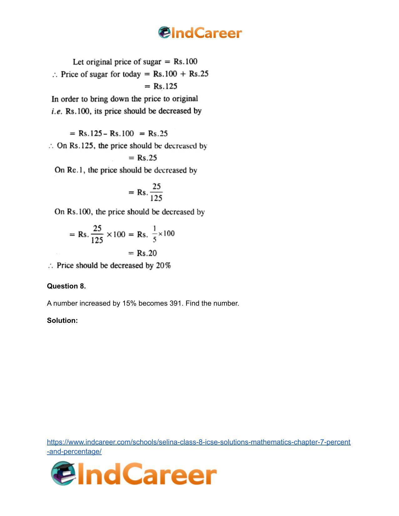 Selina Class 8 ICSE Solutions Mathematics : Chapter 7- Percent and Percentage - Page 23