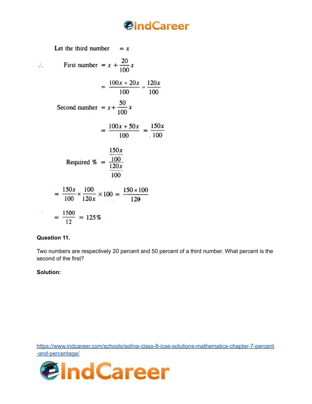 Selina Class 8 ICSE Solutions Mathematics : Chapter 7- Percent and Percentage - Page 26