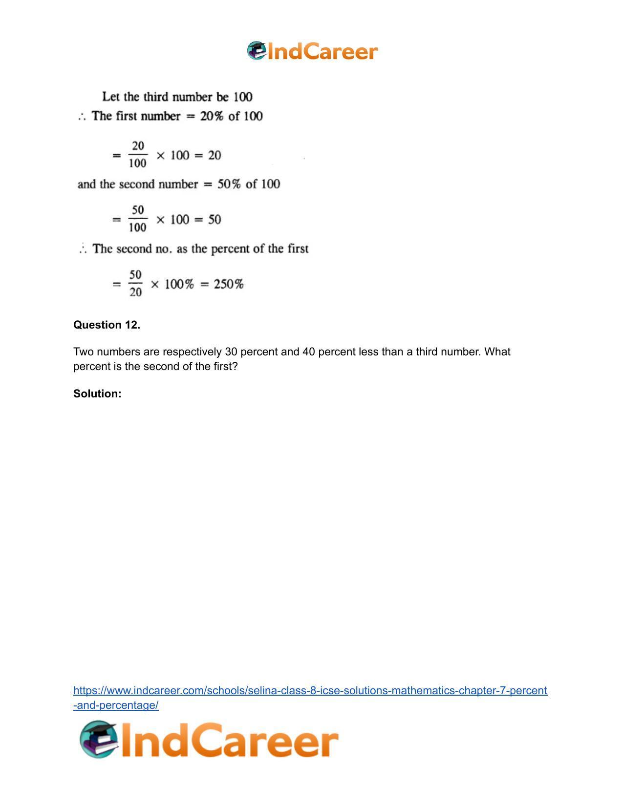 Selina Class 8 ICSE Solutions Mathematics : Chapter 7- Percent and Percentage - Page 27