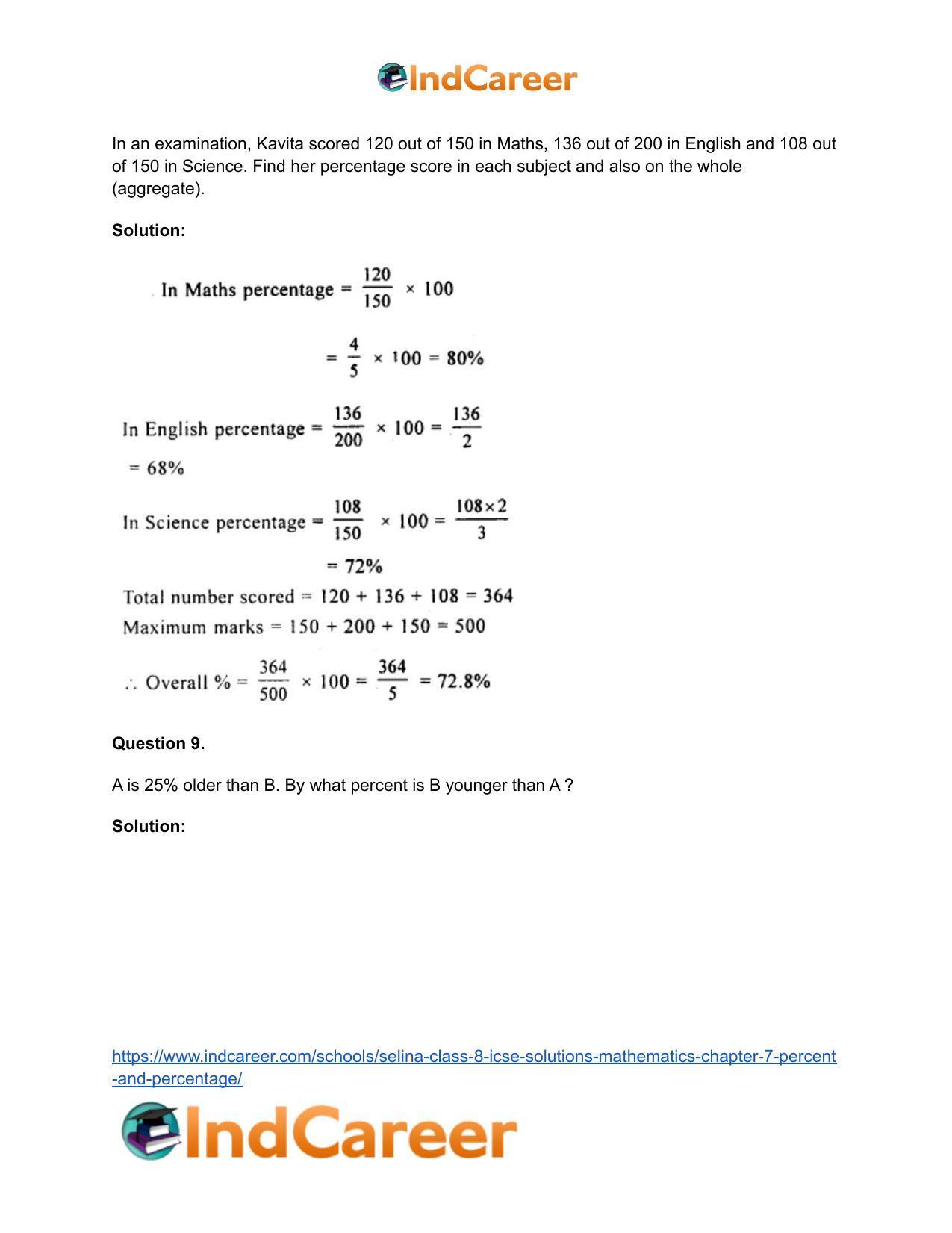 Selina Class 8 ICSE Solutions Mathematics : Chapter 7- Percent and Percentage - Page 32