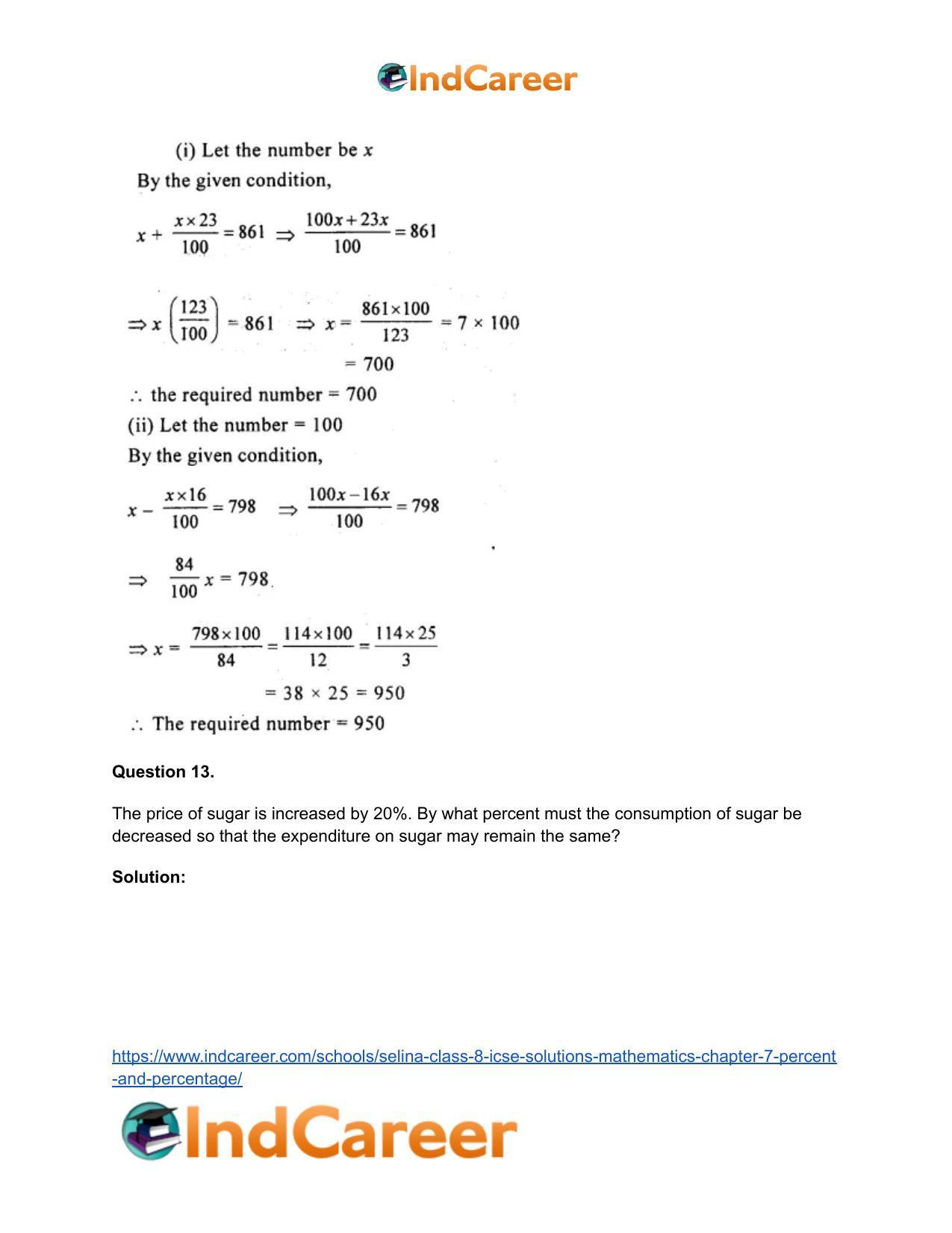 Selina Class 8 ICSE Solutions Mathematics : Chapter 7- Percent and Percentage - Page 35
