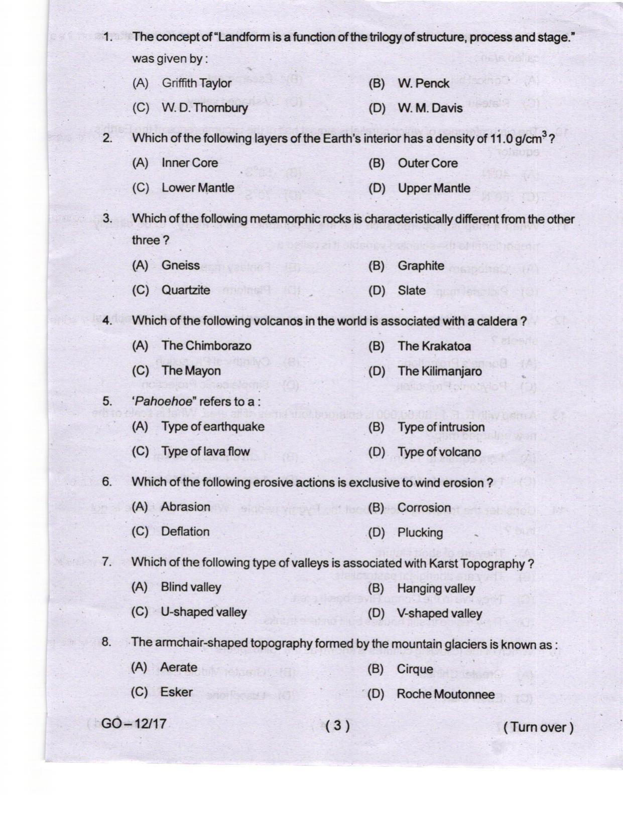 Odisha CPET 2024 GEOLOGY Question Paper - Page 3
