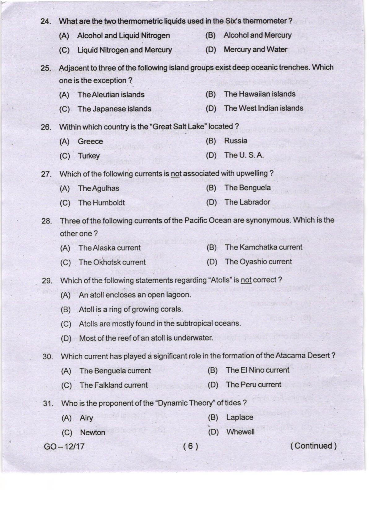 Odisha CPET 2024 GEOLOGY Question Paper - Page 6