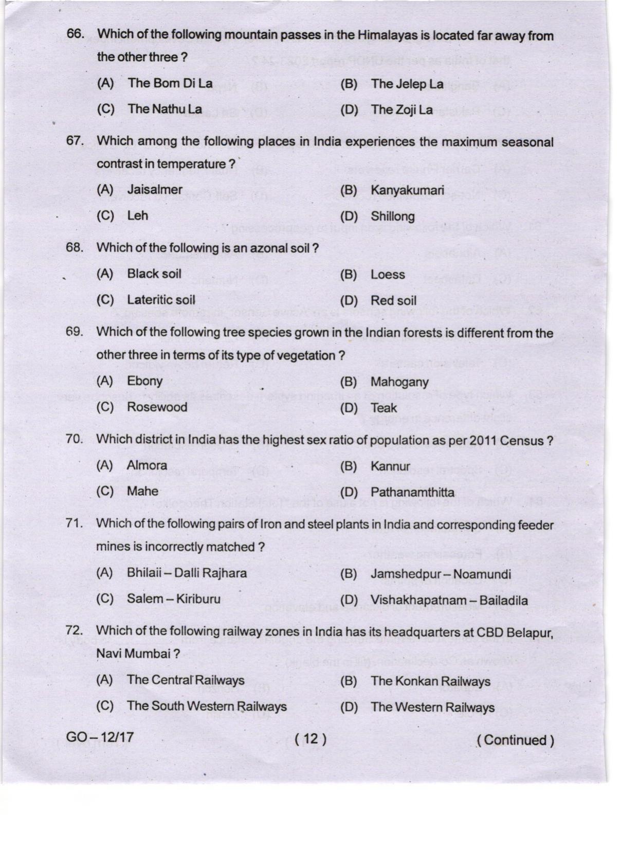 Odisha CPET 2024 GEOLOGY Question Paper - Page 12