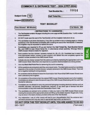 Odisha CPET 2024 GEOLOGY Question Paper