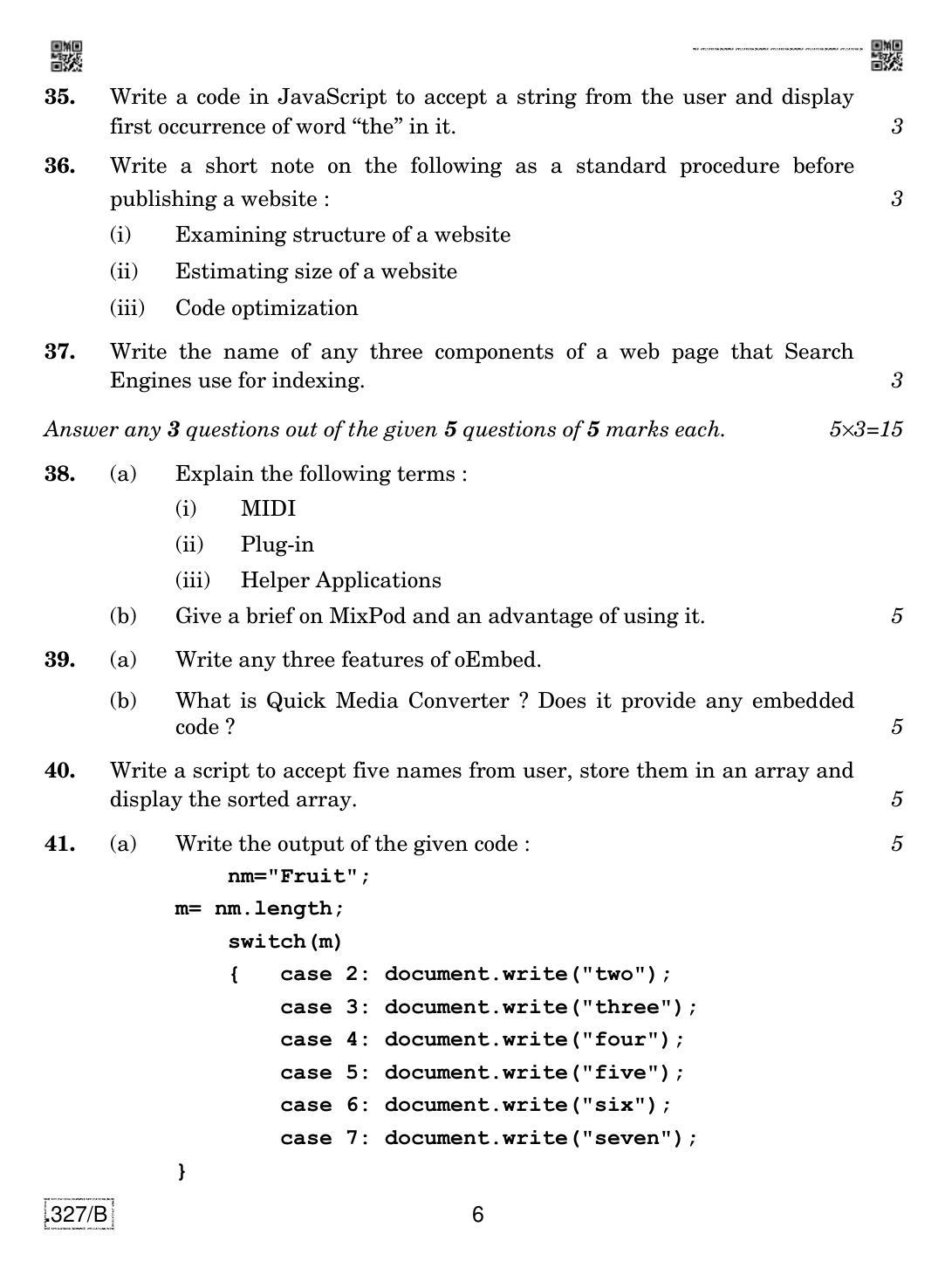 CBSE Class 12 Web Application 2020 Compartment Question Paper - Page 6
