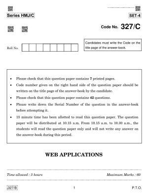 CBSE Class 12 Web Application 2020 Compartment Question Paper