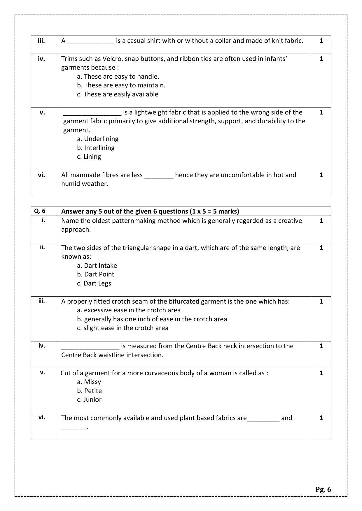 CBSE Class 10 Fashion Studies (Skill Education) Sample Papers 2023 - Page 6