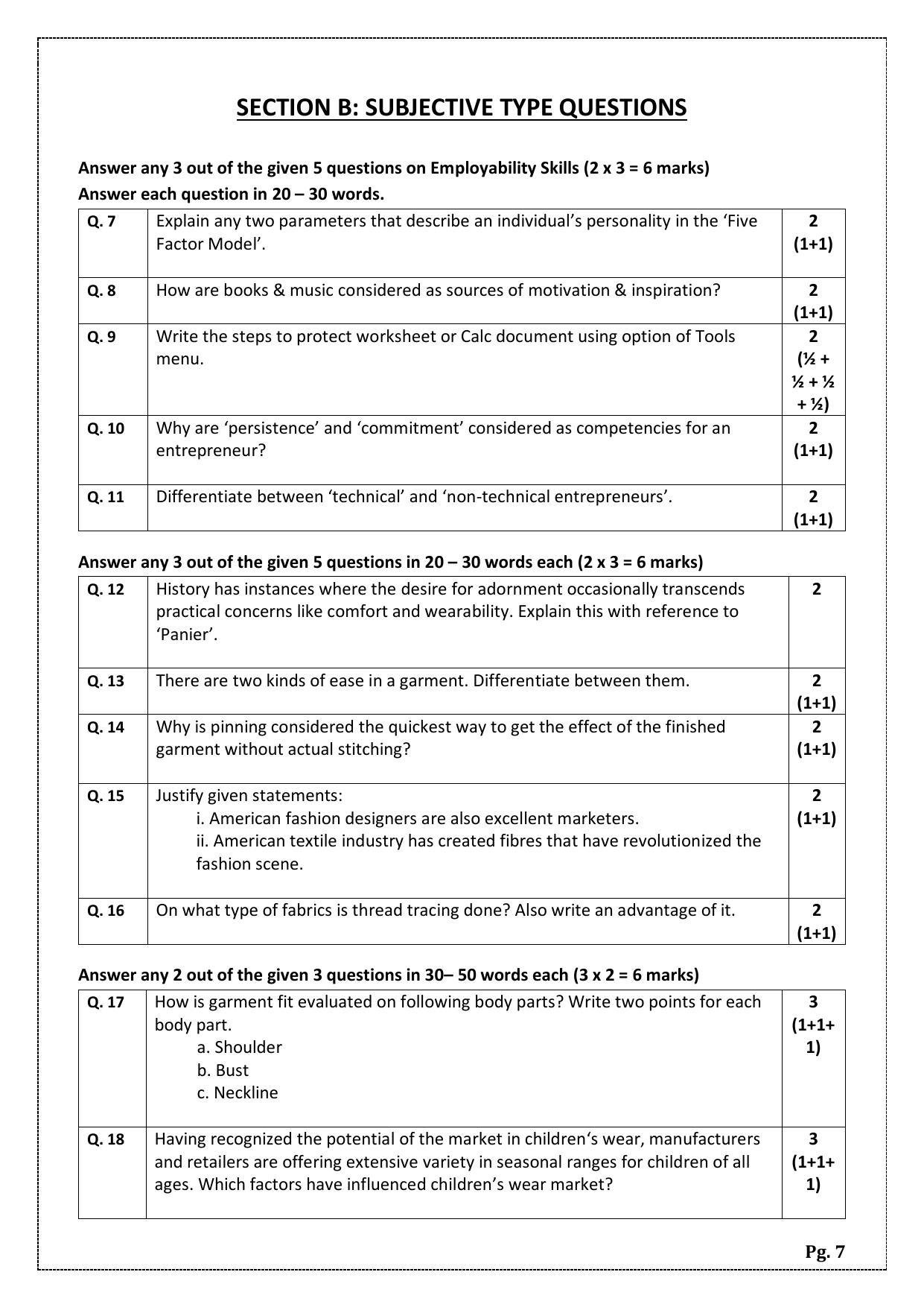 CBSE Class 10 Fashion Studies (Skill Education) Sample Papers 2023 - Page 7