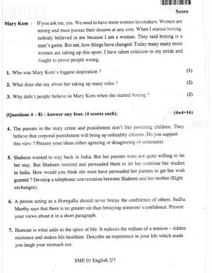 Kerala Plus Two 2019 English Model Question Paper