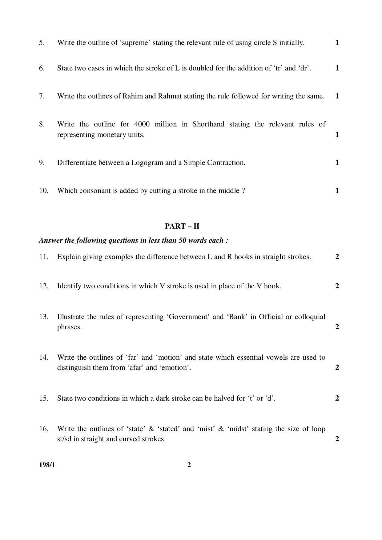 CBSE Class 12 198-1 SHORTHAND (ENGLISH) 2016 Question Paper - Page 2