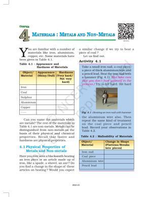 NCERT Book for Class 8 Science Chapter 4 Materials: Metals and Non-Metals