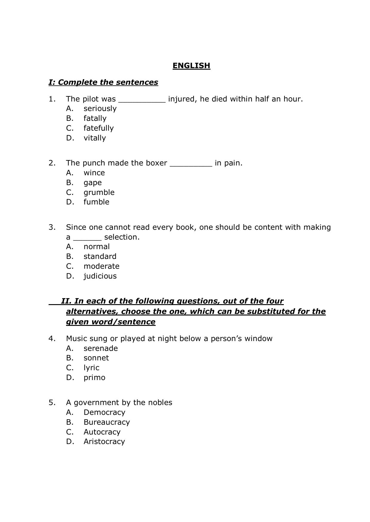 PG - English - IMU CET Model Question Papers - CET (Set-II) - Page 1