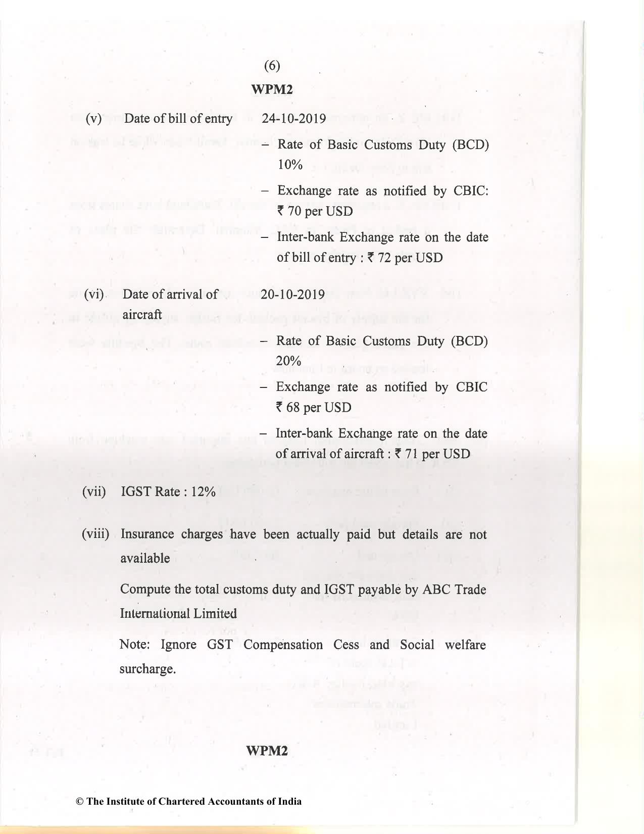 CA Final Jan 2021 Question Paper - Paper 8 – Indirect Tax Laws - Page 6
