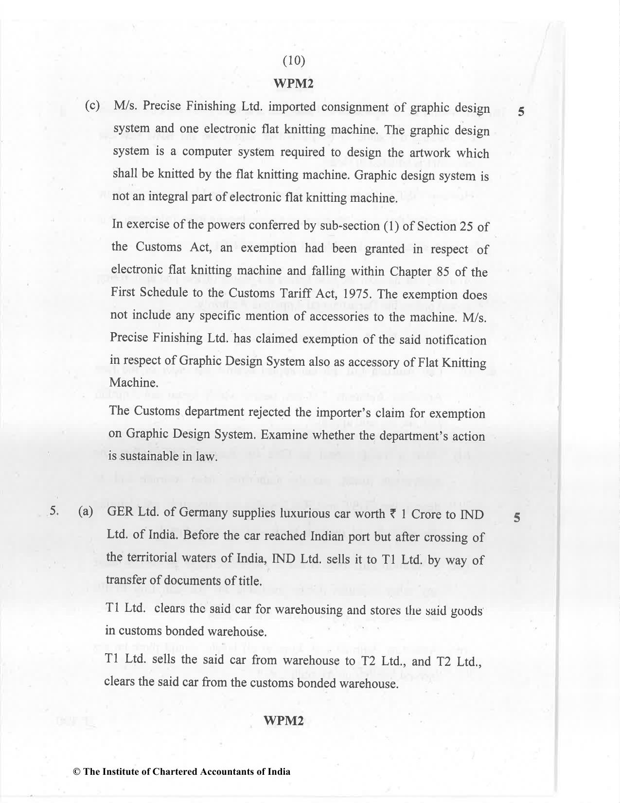 CA Final Jan 2021 Question Paper - Paper 8 – Indirect Tax Laws - Page 10