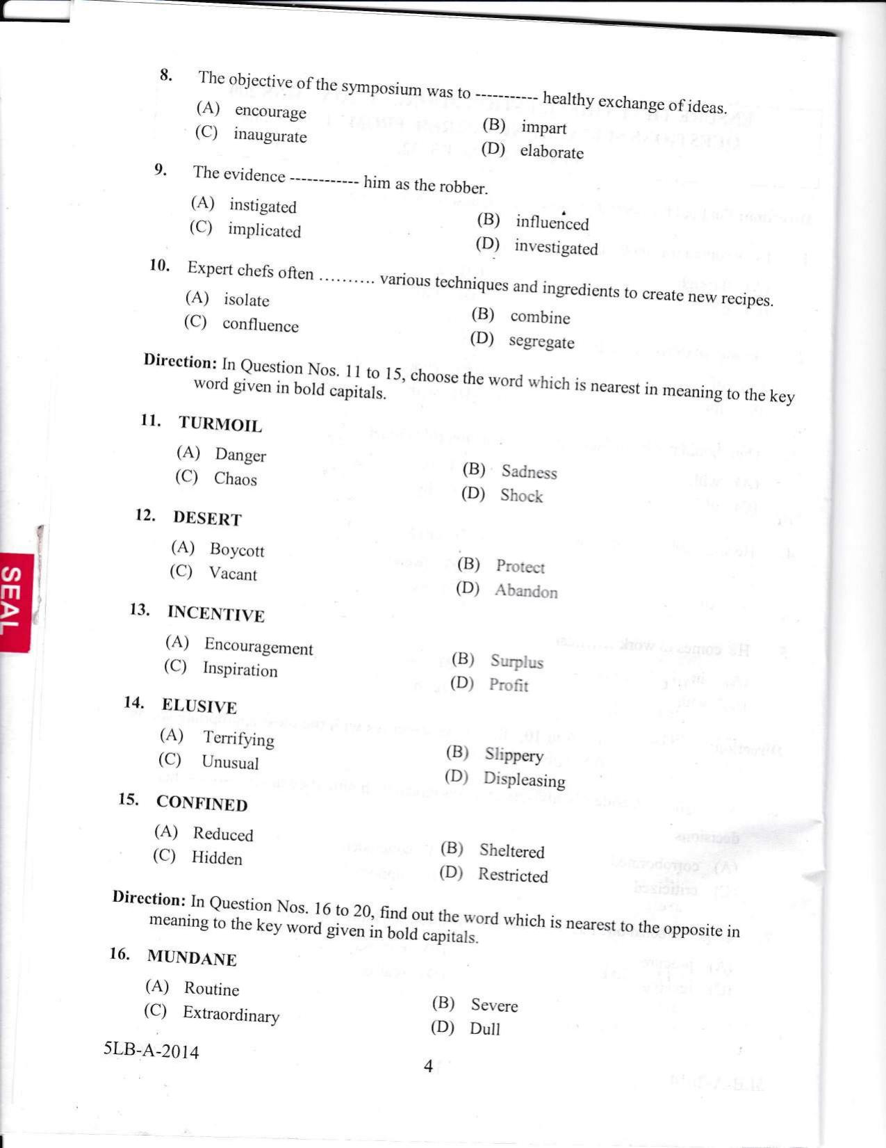 KLEE 5 Year LLB Exam 2014 Question Paper - Page 4