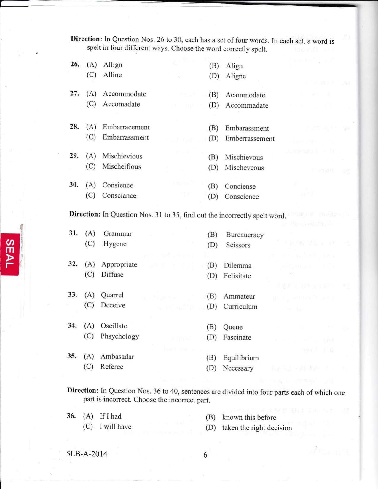 KLEE 5 Year LLB Exam 2014 Question Paper - Page 6