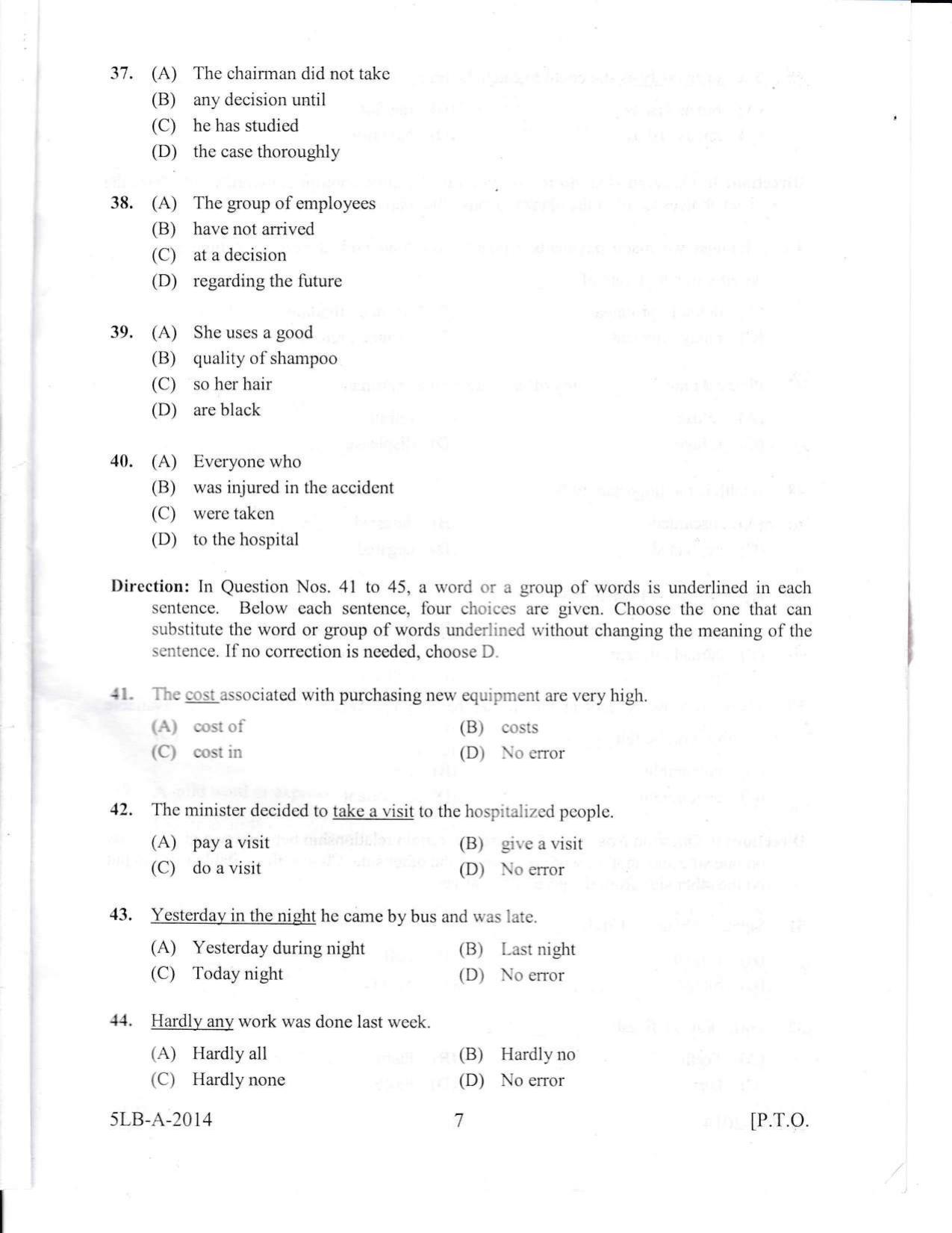 KLEE 5 Year LLB Exam 2014 Question Paper - Page 7
